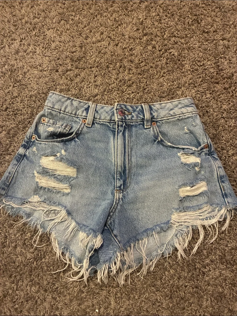 Garage Festival Denim Cutoff Shorts Distressed 0 / 24 Frayed